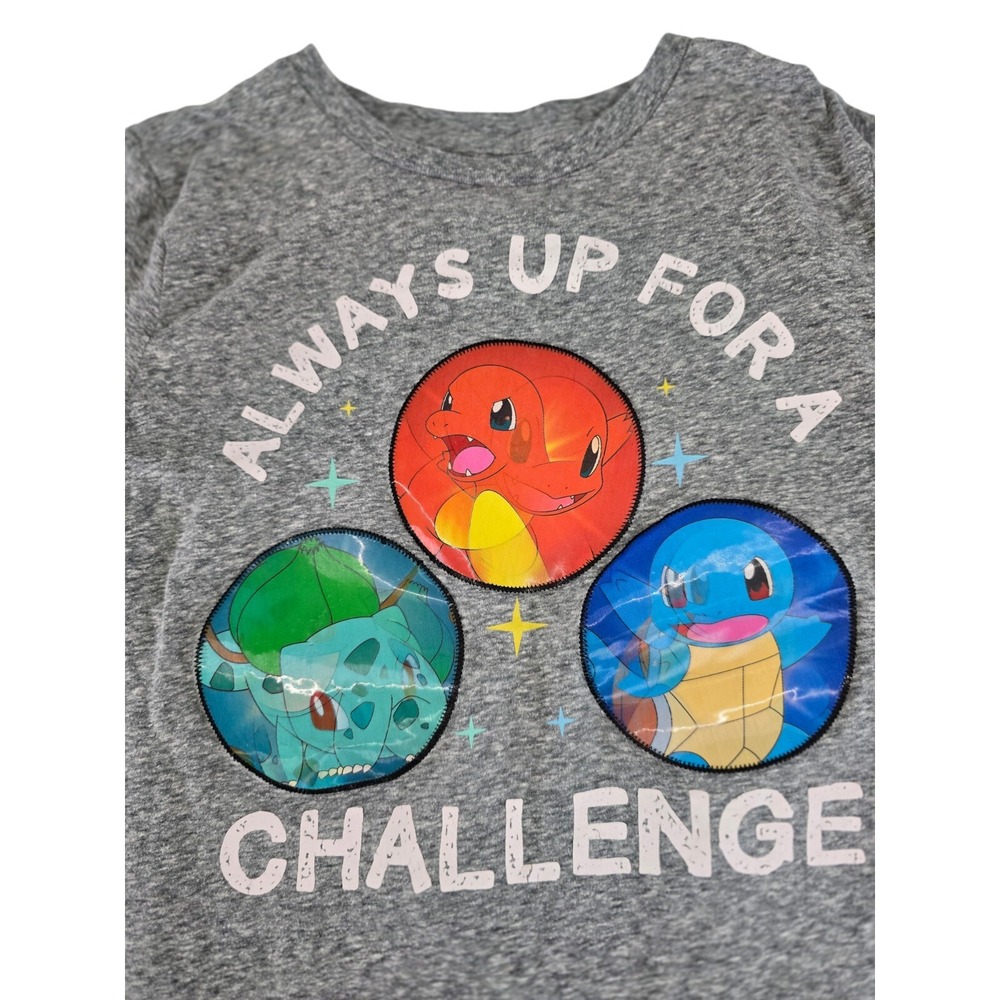 Pokemon Boys Graphic Crew Neck Gray Shirt Kids Size Large‎ Up For A Challenge - Picture 4 of 8
